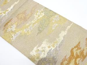 アンティーク 霞に草花・荒波模様織り出し袋帯(着用可)